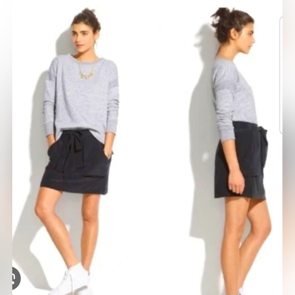 NWT Madewell Women's Dark Gray Silk Lookout Mini Skrit Size L - Picture 1 of 10